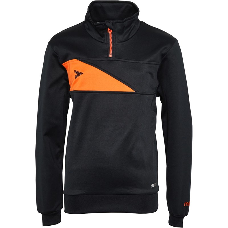 Mitre Junior Delta Plus 1/4 Zip Top Black/Orange