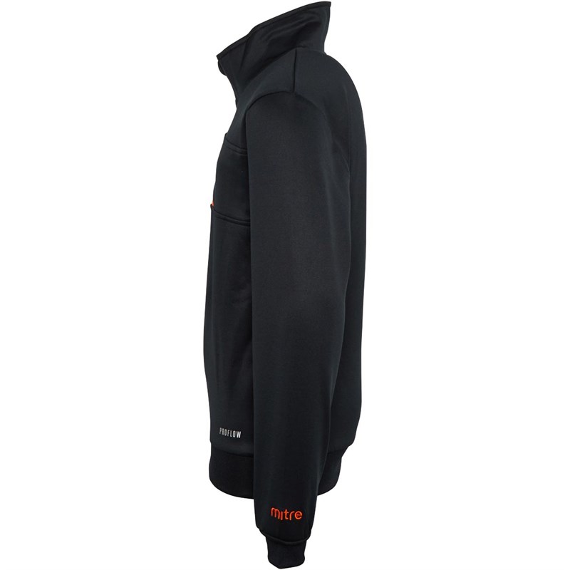 Mitre Junior Delta Plus 1/4 Zip Top Black/Orange
