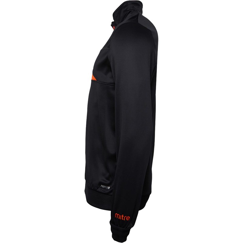 Mitre Mens Delta Plus 1/4 Zip Top Black/Orange
