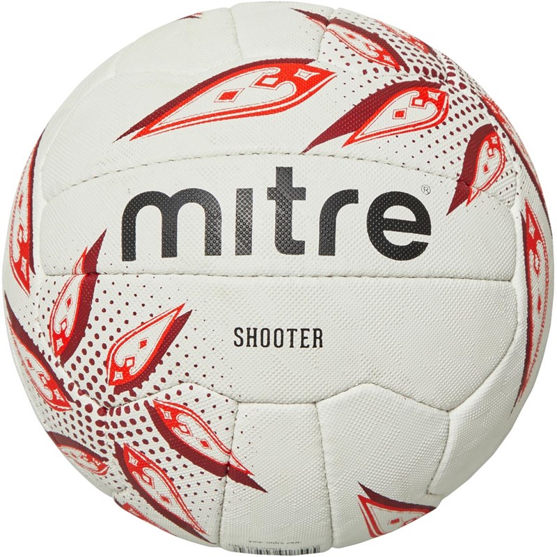 Mitre Shooter Match Netball White/Ruby/Red