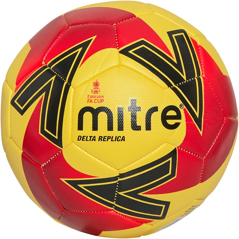 Mitre Mens Delta Replica FA Cup Training Football Yellow/Red/Red