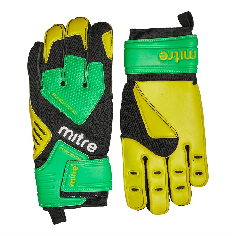 Mitre Delta BRZ Goalkeeper Gloves Yellow/Green/Black