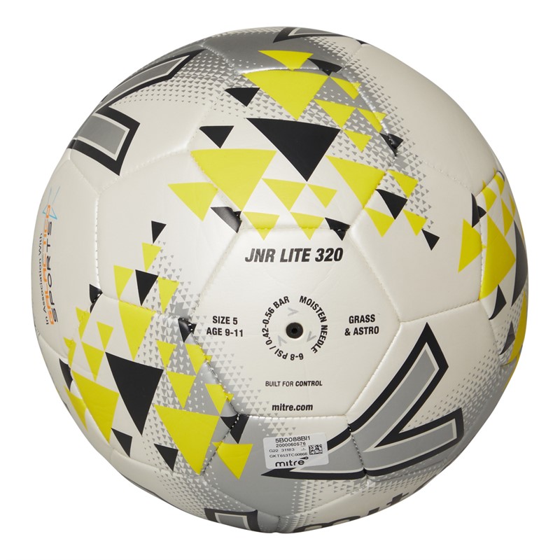 Mitre Kids JNR Lite 320 Match Football White/Silver/Yellow/Black