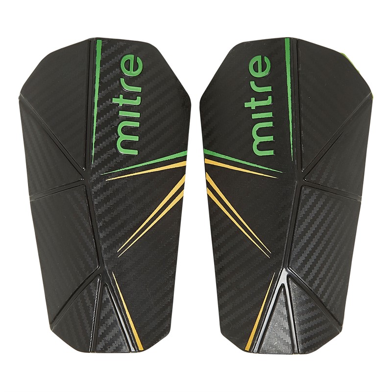 Mitre Delta Slip Pro Shin Guards Black/Green/Yellow