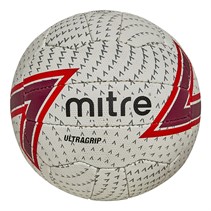 Mitre Ultragrip Match Netball White/Red/Dark Red