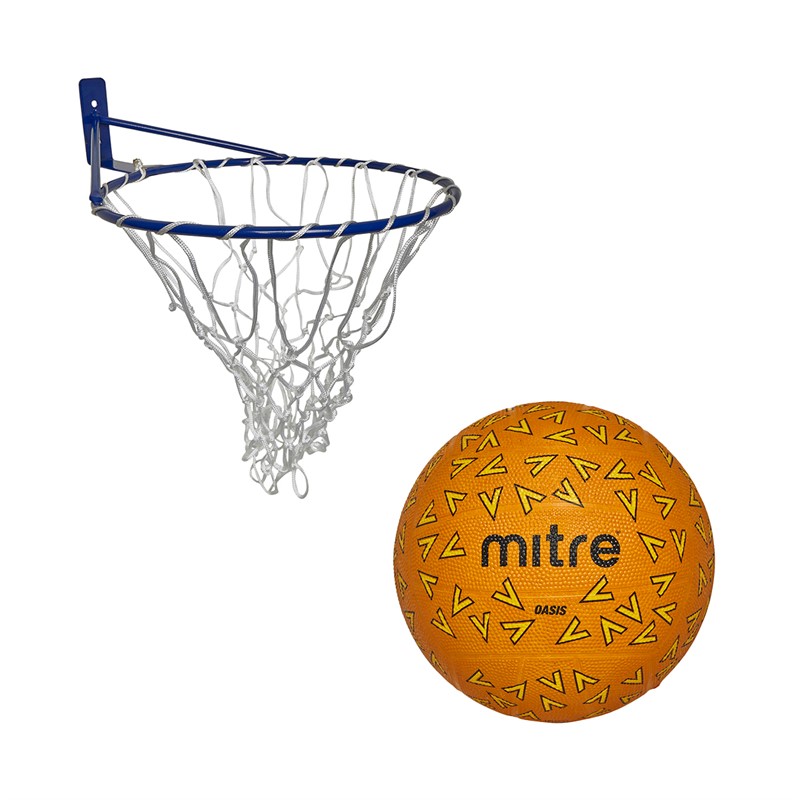 Mitre Netball Ring And Ball Set Orange/Blue/White