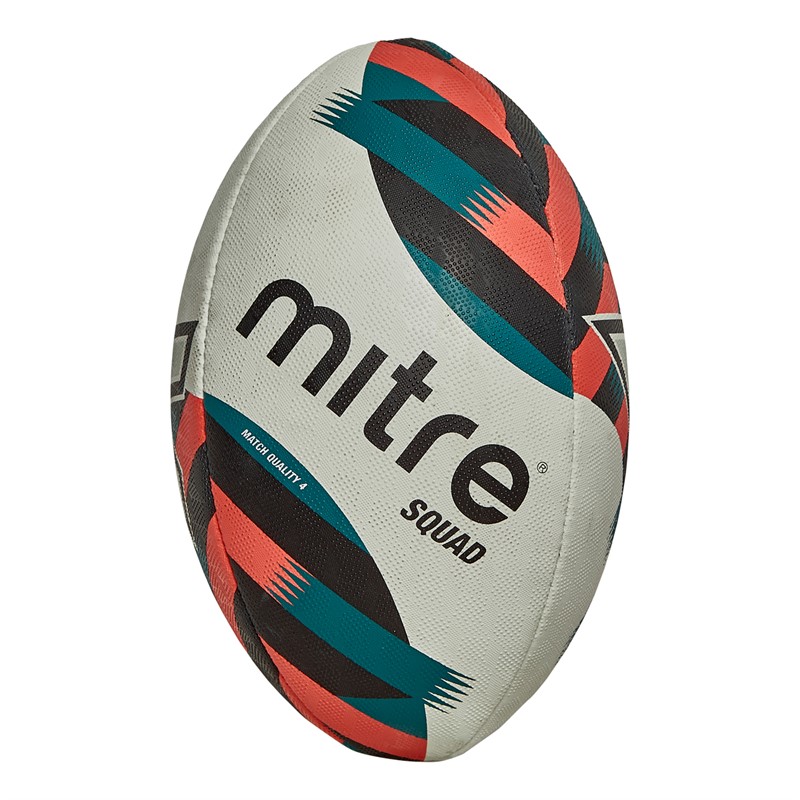 Mitre Squad Match Rugby Ball White/Black/Orange