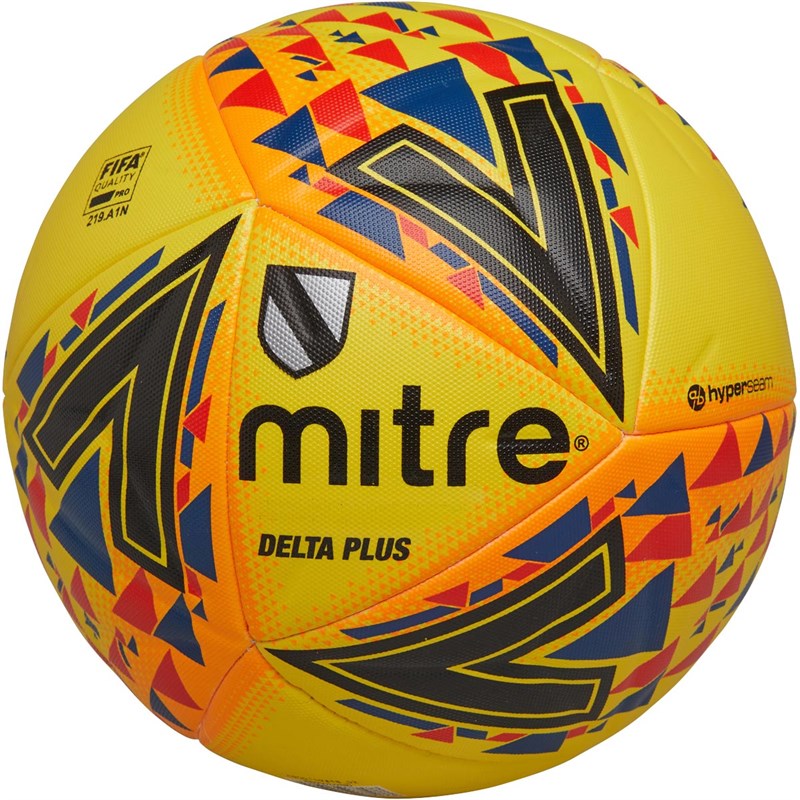 Buy Mitre Delta Plus Football Yellownavyred