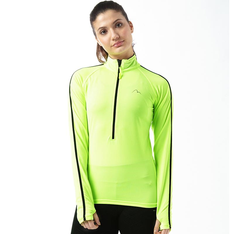 Buy More Mile Womens 1/2 Zip Running Top Fluro Yellow