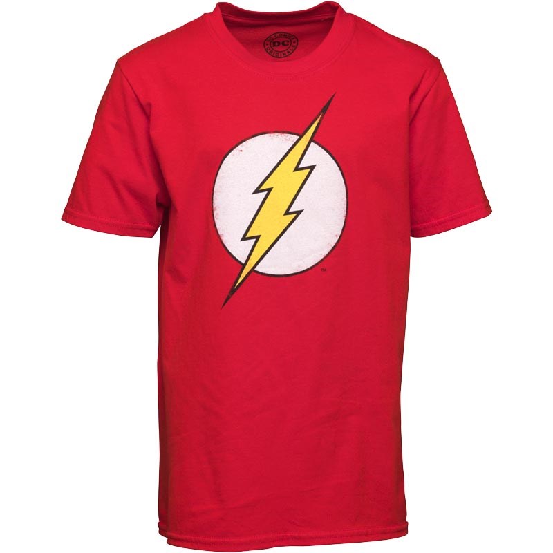 Distressed Flash Logo DC Boys T-Shirt Red at MandMDirect.com Distressed Flash Logo DC Boys T-Shirt Red.