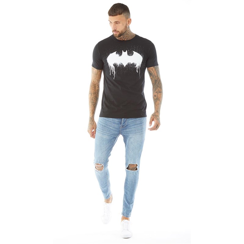 Buy Dc Comics Mens Batman Dripping Graffiti Logo T Shirt Black