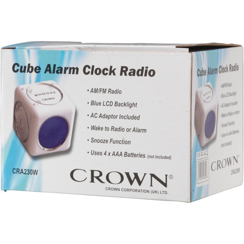 Buy Crown Cube Alarm Clock Radio White