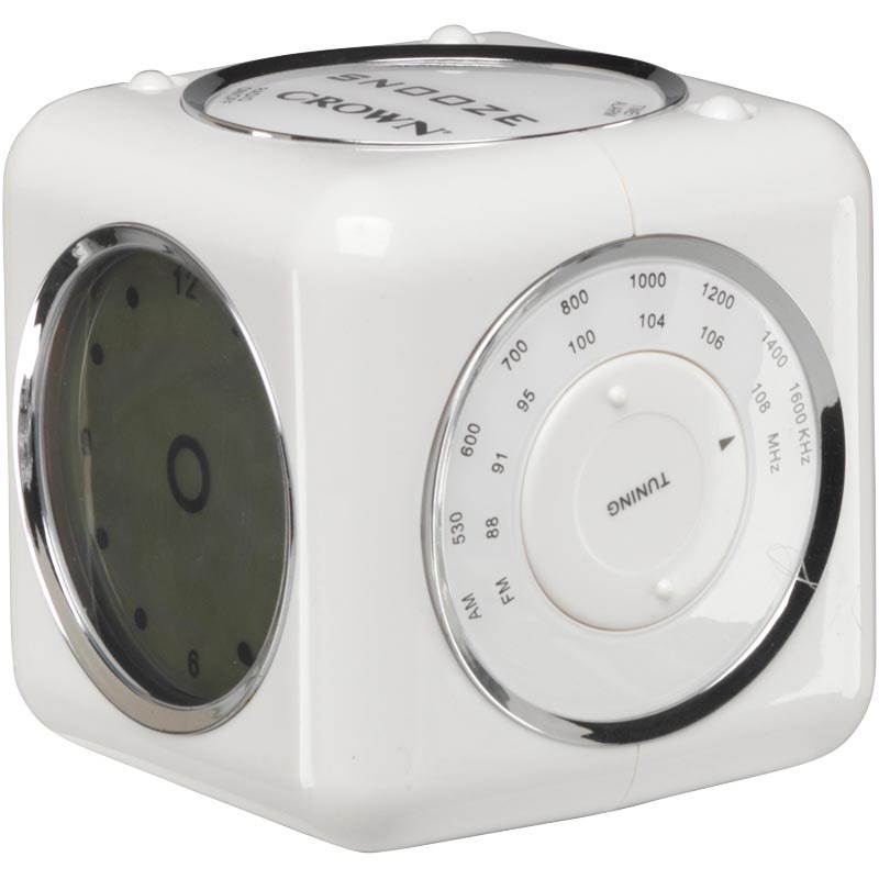 Buy Crown Cube Alarm Clock Radio White