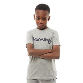 Money Jongens Black Label Signature T Shirt Gemeleerd Lichgrijs money kopen in de aanbieding
