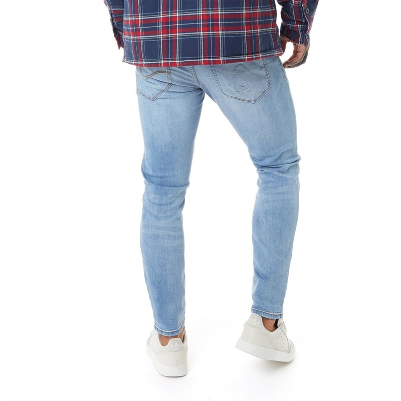 Money Mens Ape Embossed Jeans Light Wash