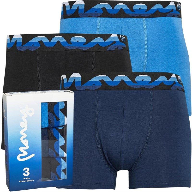 Money Mens Blue Sky Chop Three Pack Trunks Black/Navy/Blue