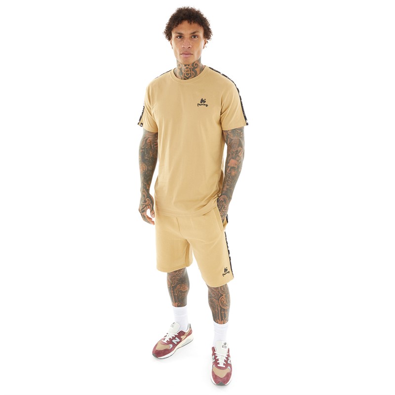 Money Mens Tap Sig T-Shirt And Shorts Co-Ord Tan