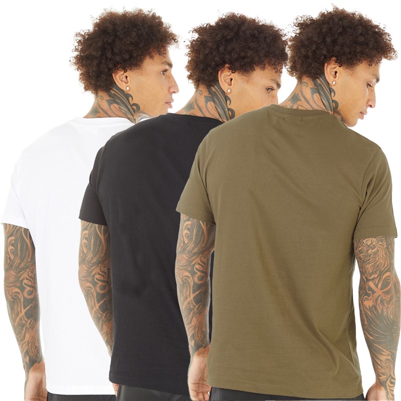 Money Mens Three Pack Tiger Camo Sig T-Shirts White/Black/Canteen