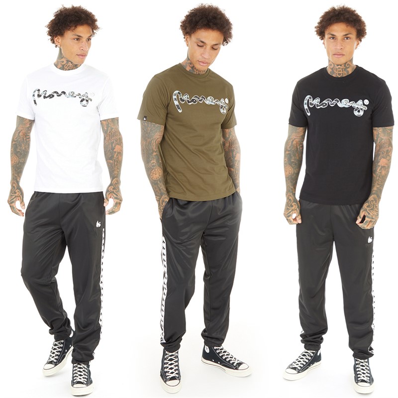 Money Mens Three Pack Tiger Camo Sig T-Shirts White/Black/Canteen