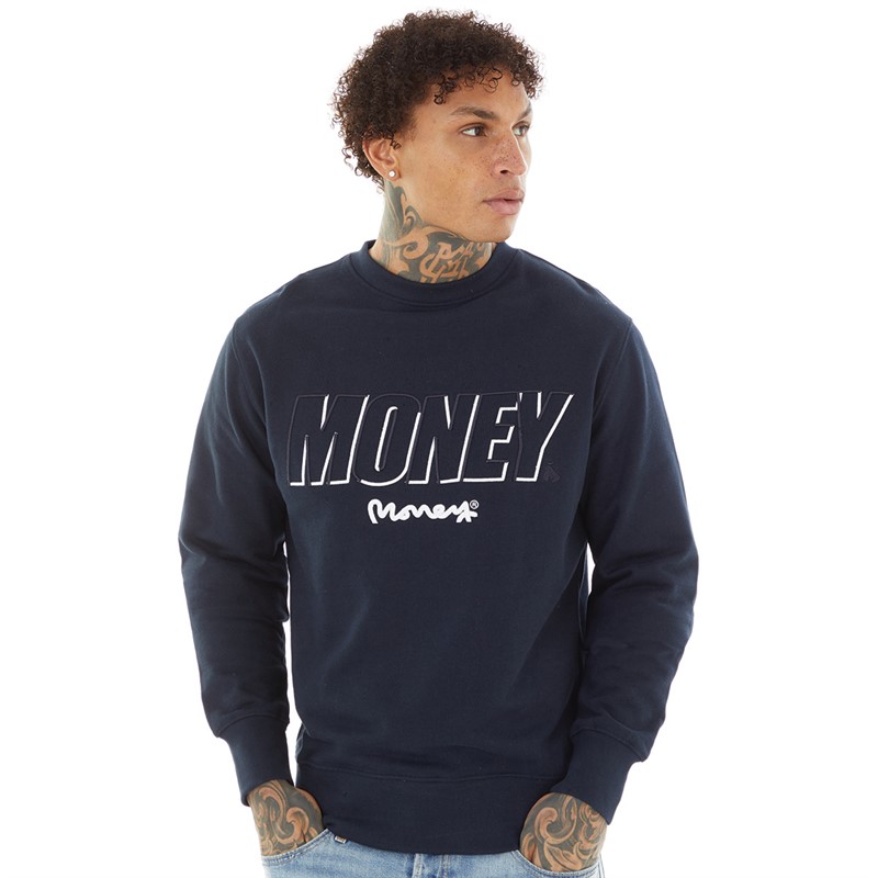 Buy Money Mens Block Out Sweatshirt Navy