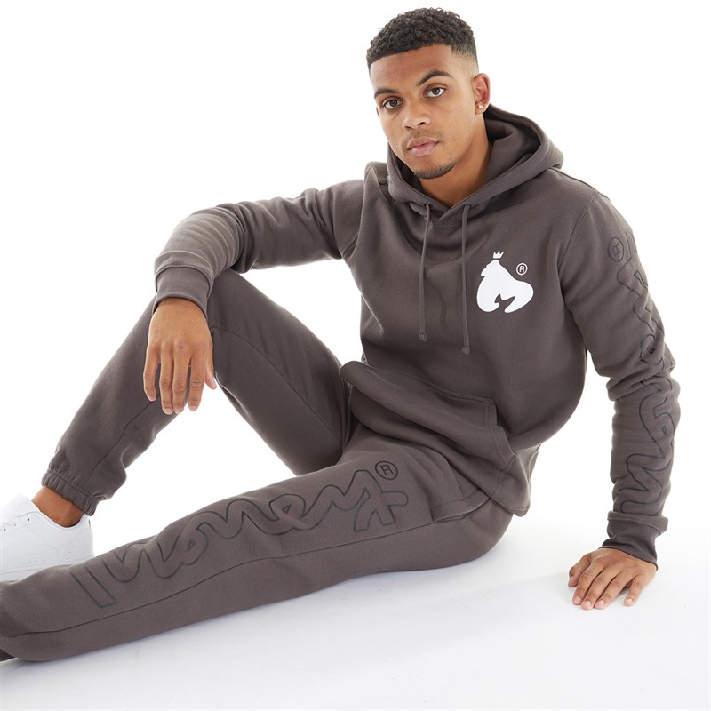 Money Mens Sig Line Fleece Hooded Tracksuit Charcoal Grey