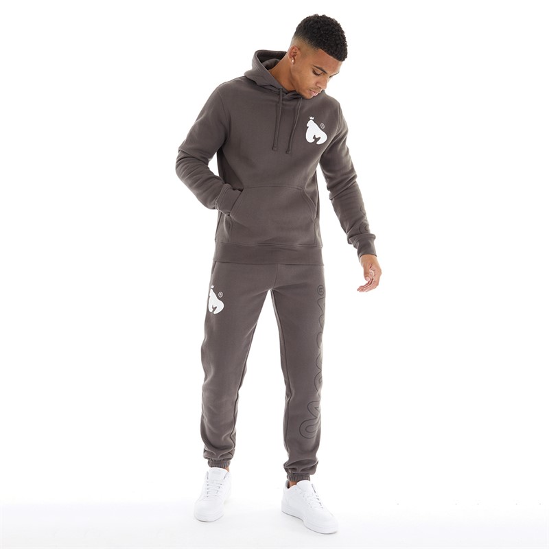 Money Mens Sig Line Fleece Hooded Tracksuit Charcoal Grey