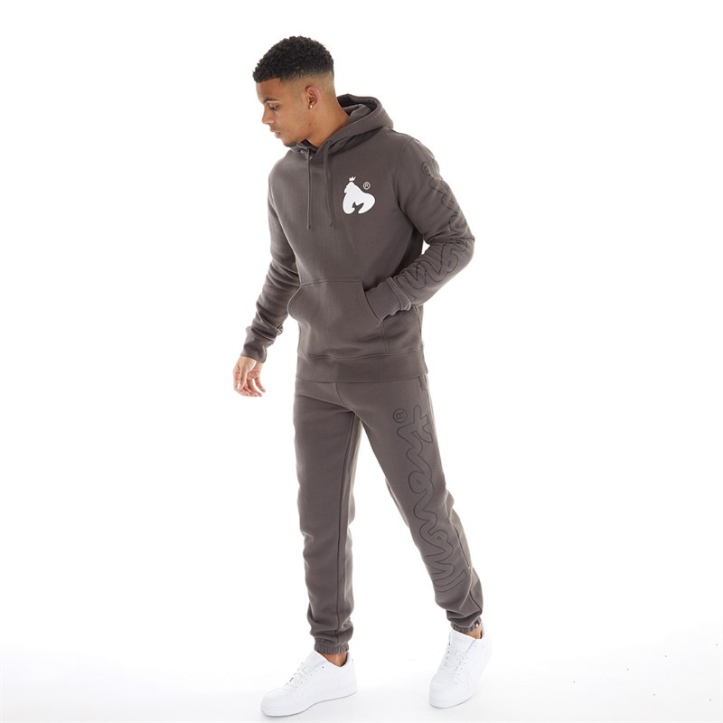 Money Mens Sig Line Fleece Hooded Tracksuit Charcoal Grey