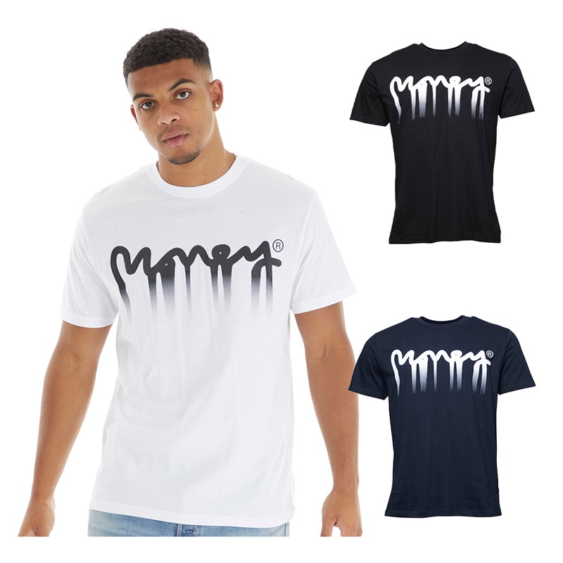 Money Mens Drip Fade Three Pack T-Shirts White/Navy/Black