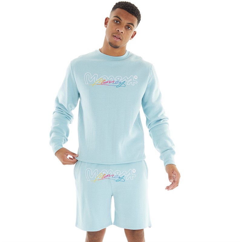 Money Mens Vice Crew Neck Co-Ord Set Sky Blue