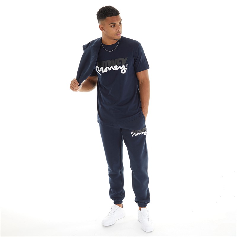 Money Mens Two Money Three Pack Hooded Tracksuit And T-Shirt Set Navy