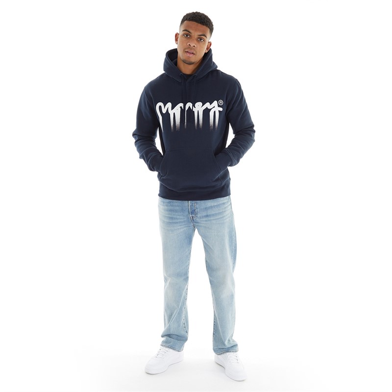 Money Mens Drip Fade Hoodie Navy