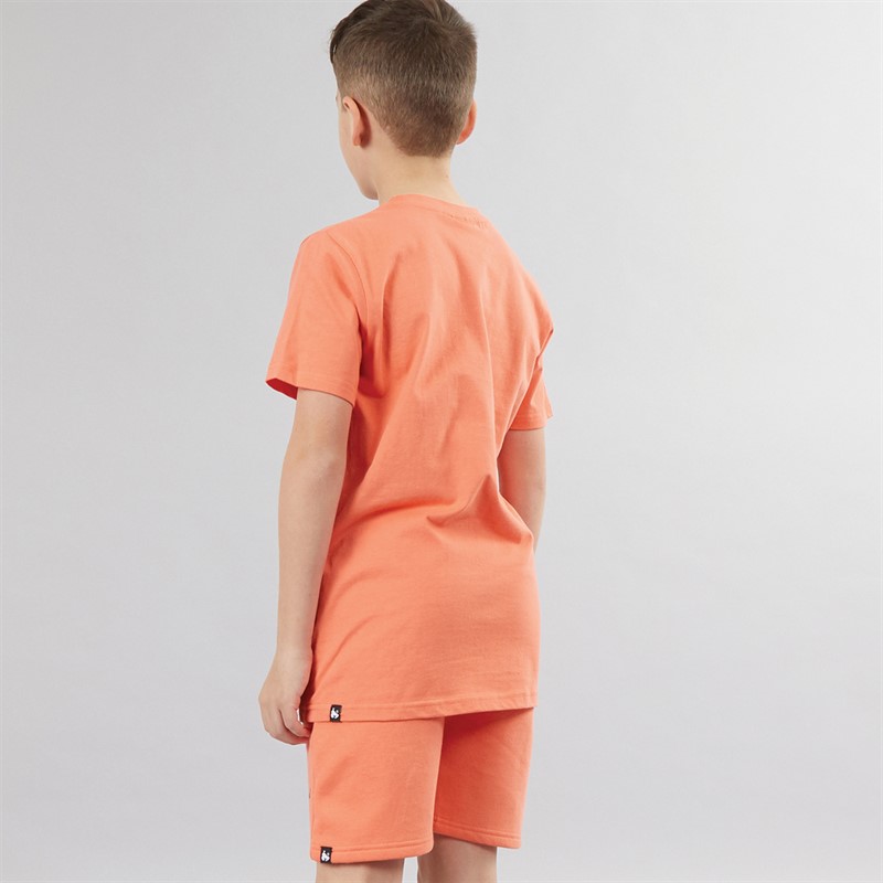 Money Boys College Drop Sig T-Shirt And Shorts Co-Ord Set Pale Orange