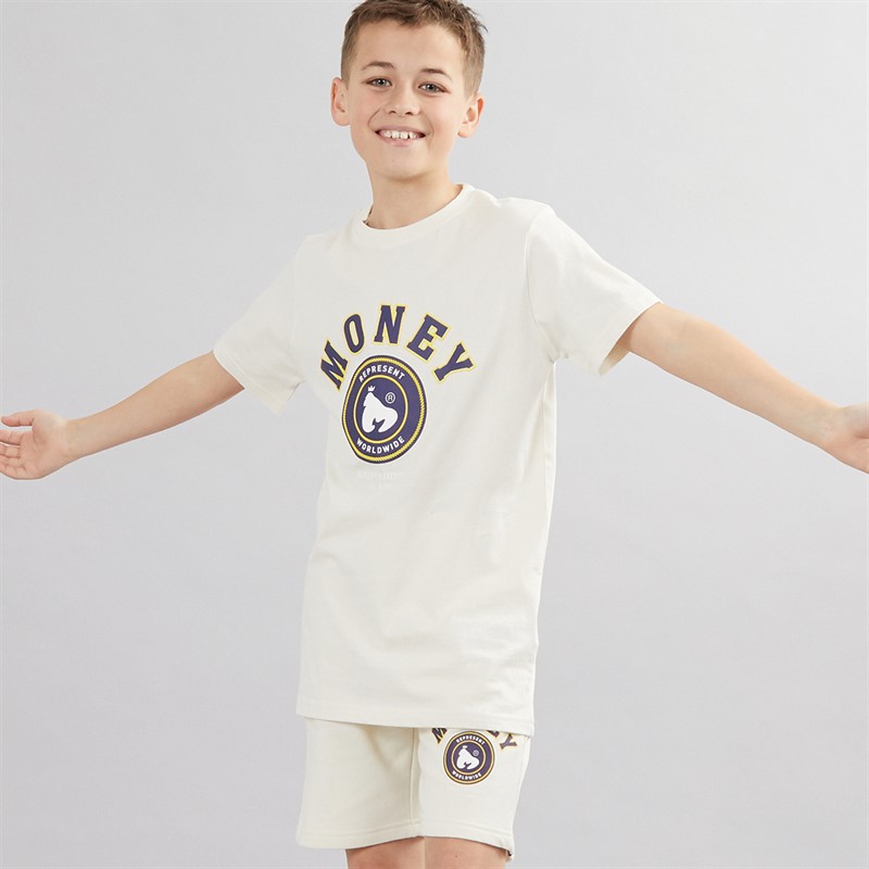 Money Boys Varsity T-Shirt And Shorts Set Artic Grey