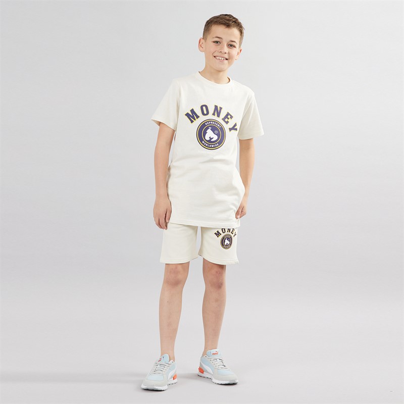 Money Boys Varsity T-Shirt And Shorts Set Artic Grey