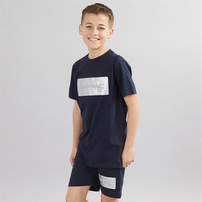 Money Boys Silver Plate T-Shirt And Shorts Co-Ord Set Navy
