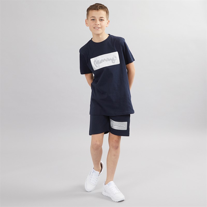 Money Boys Silver Plate T-Shirt And Shorts Co-Ord Set Navy