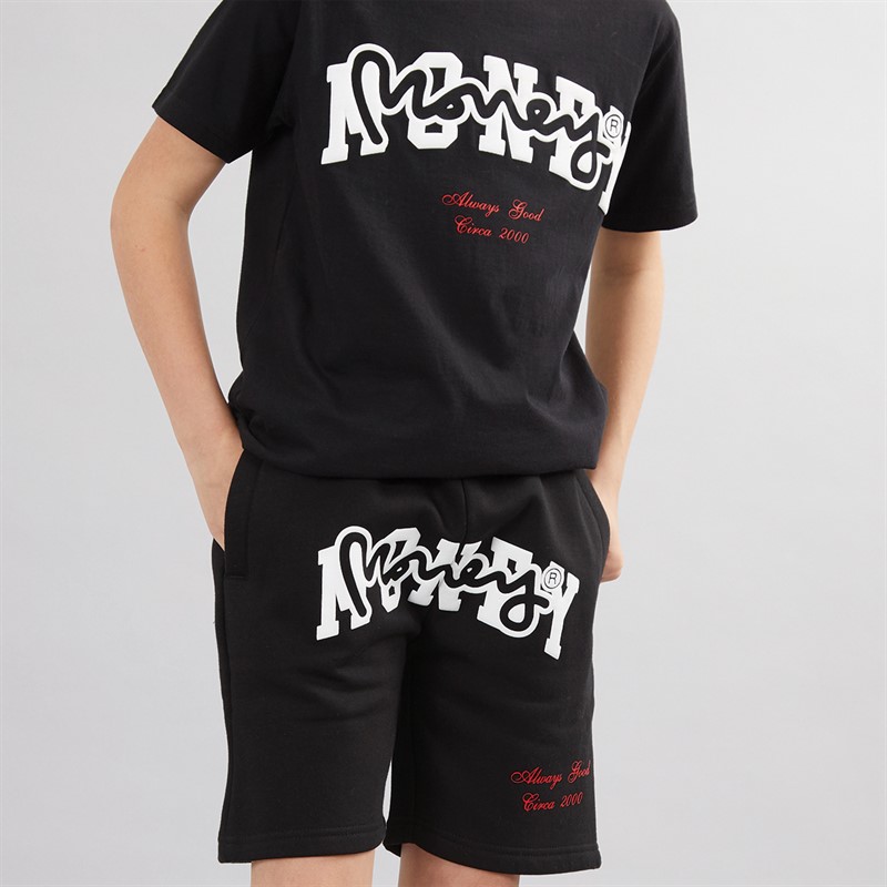 Money Boys College Drop Sig T-Shirt And Shorts Co-Ord Set Black