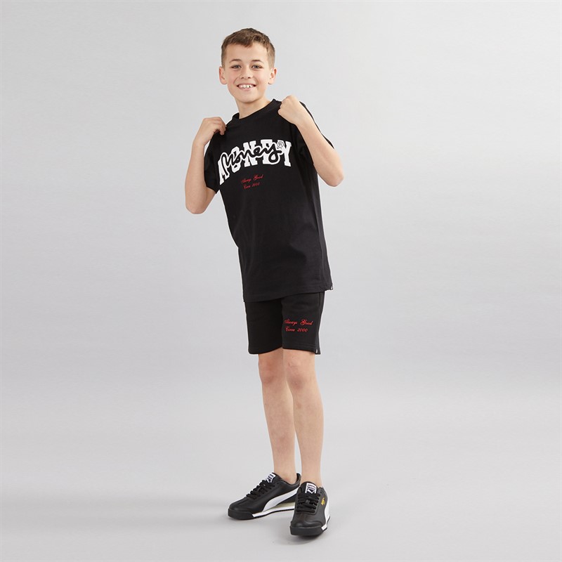 Money Boys College Drop Sig T-Shirt And Shorts Co-Ord Set Black