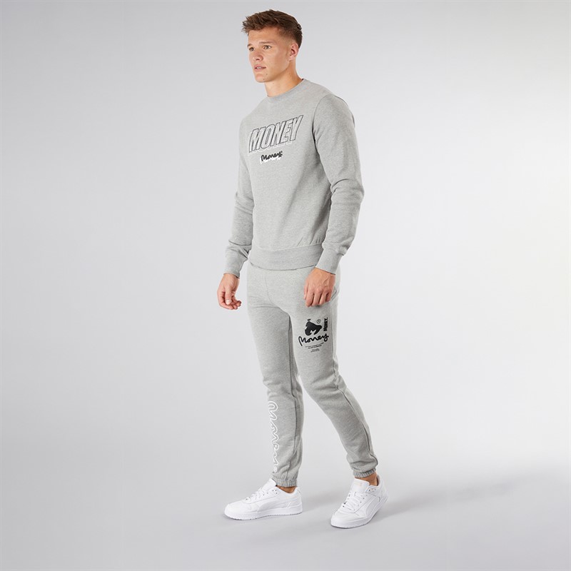 Money Mens Compound Crew Tracksuit Grey Melange