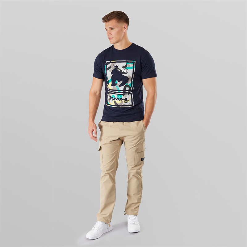 Money Mens Sig Camo Stack T-Shirt Navy