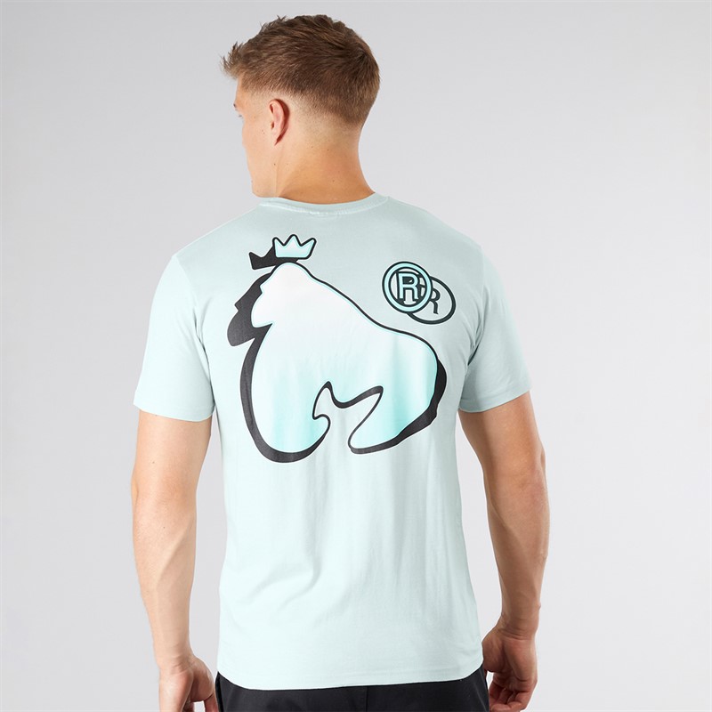 Money Mens Sticker T-Shirt Baby Blue
