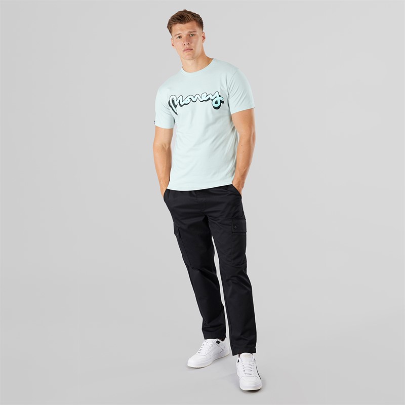 Money Mens Sticker T-Shirt Baby Blue