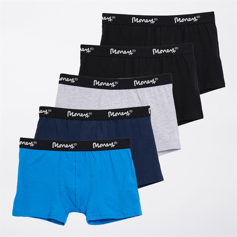 Money Boys Sig Five Pack Boxer Trunks Blue/Black/Blue/Black/Blue Blue, Black, Blue, Black, Blue