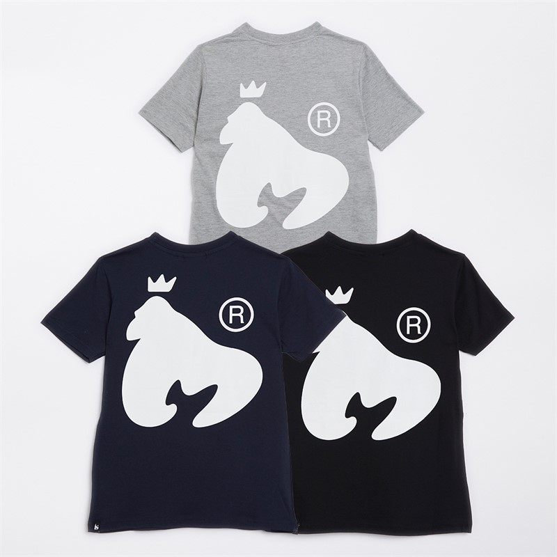 Money Boys Chop Sig Ape Three Pack T-Shirts Black/Grey Marl/Navy