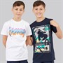 Money Boys Sig Camo And Multi Stack Two Pack T-Shirts Navy/White