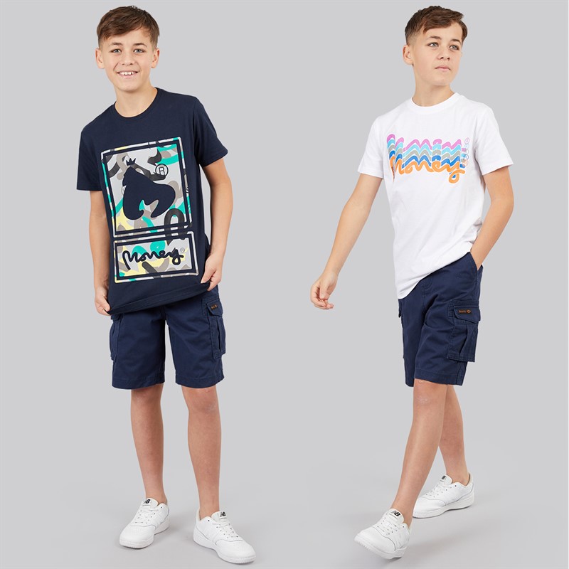 Money Boys Sig Camo And Multi Stack Two Pack T-Shirts Navy/White