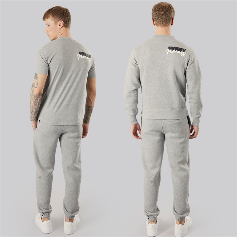 Money Mens Tracksuit And T-Shirt Three Pack Set Grey Melange