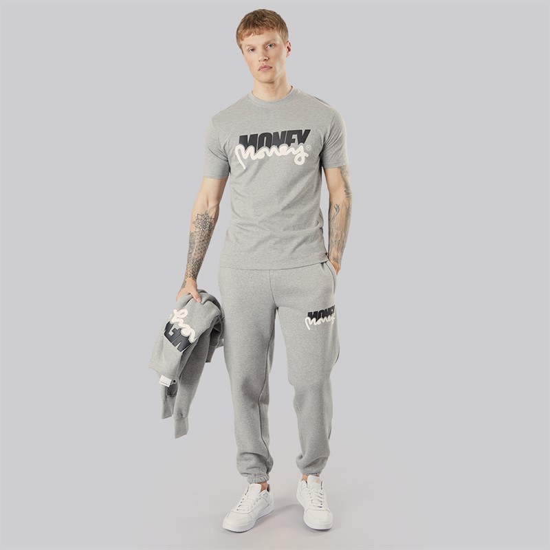 Money Mens Tracksuit And T-Shirt Three Pack Set Grey Melange