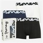 Money Mens Chop Boxer Trunks Three Pack White/Black/Blue