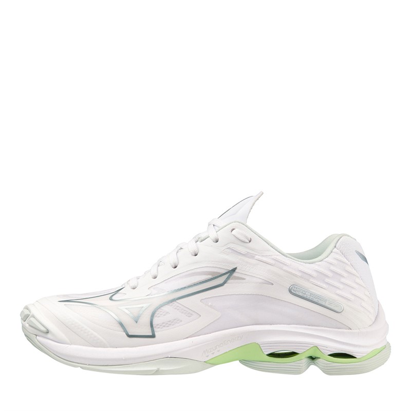 Mizuno Womens Wave Lightning Z7 Netball Shoes White/Glacial Ridge/Patina Green